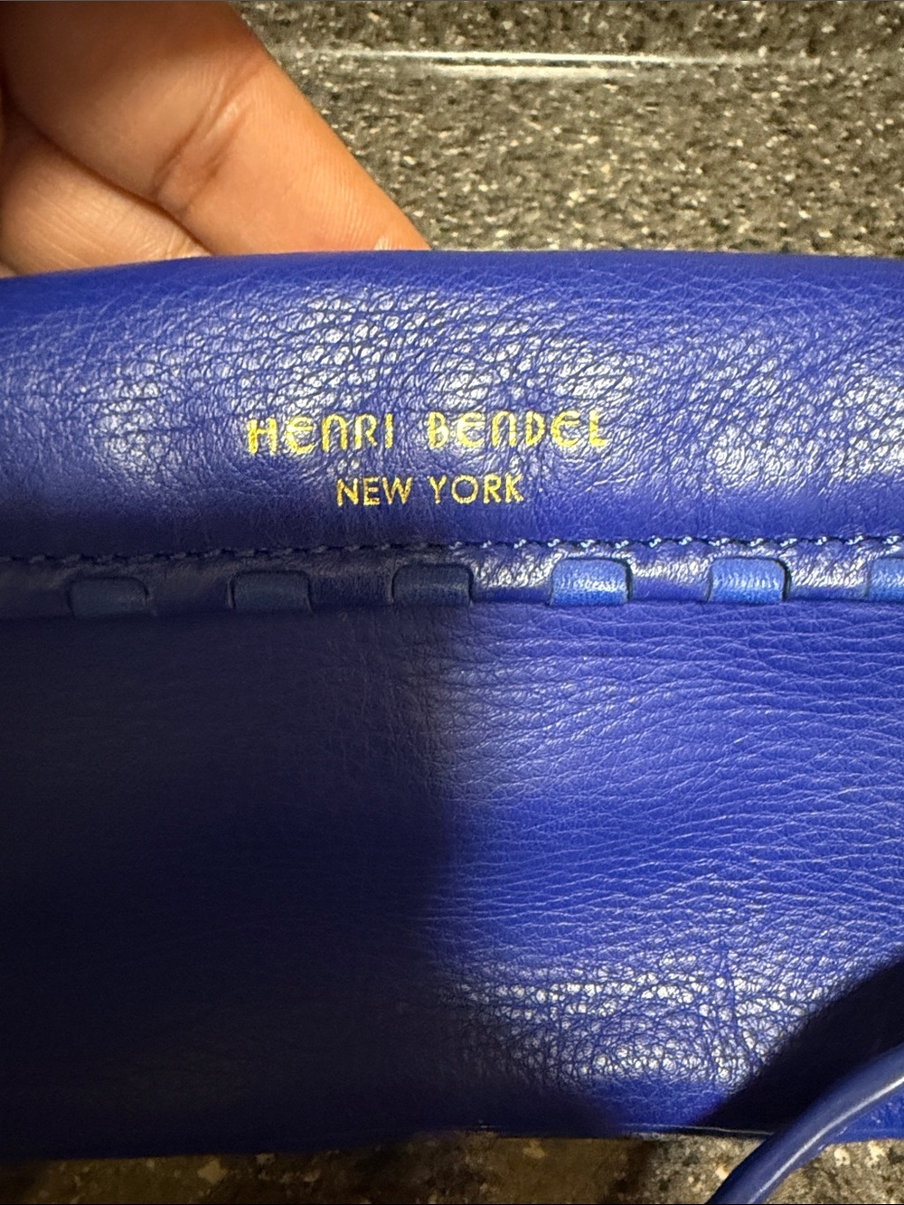 Henri Bendel Blue Leather Crossbody Bag Rare - Picture 6 of 6